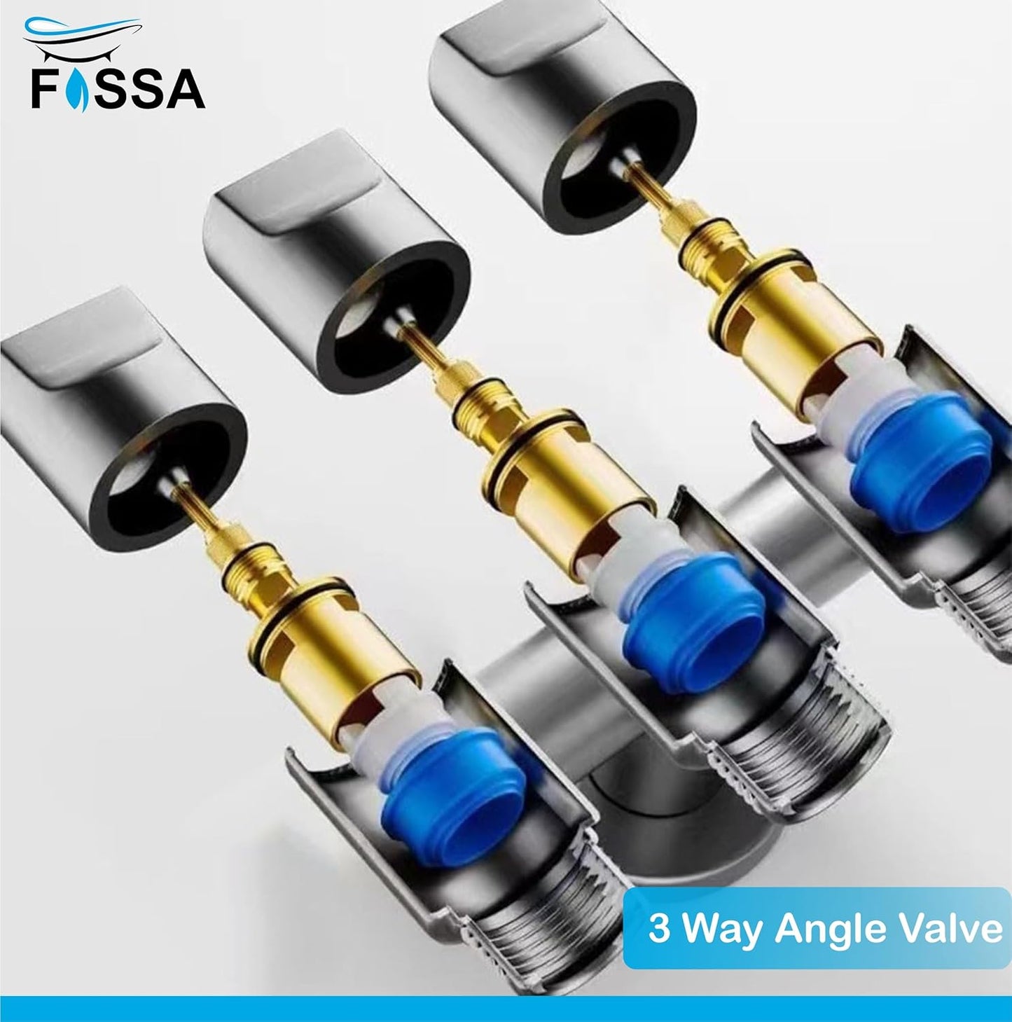 3 - Way Water Injection Angle Valve, Single Inlet and Three Outlet Angle Valve Three Way Multifunction Valve for Bathroom (Silver)