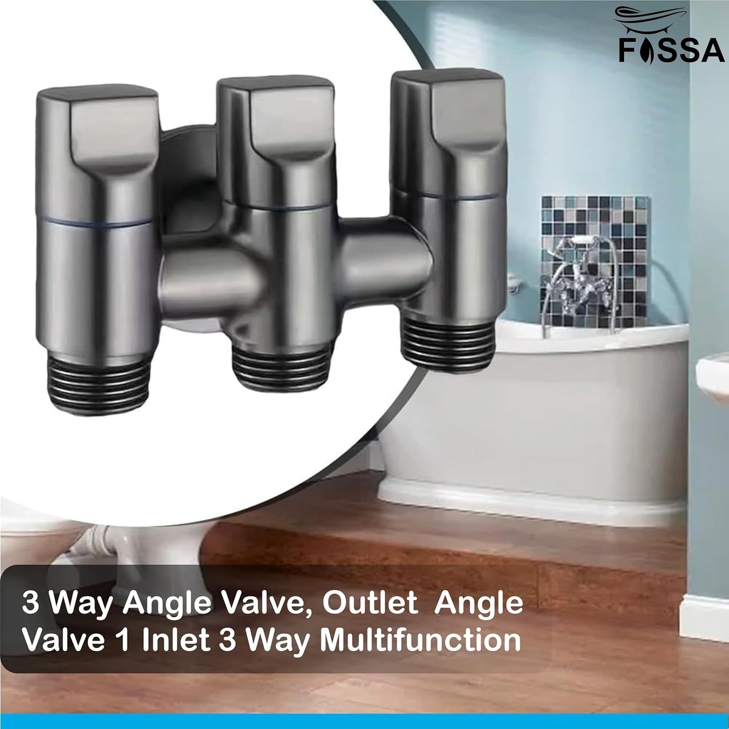 3 - Way Water Injection Angle Valve, Single Inlet and Three Outlet Angle Valve Three Way Multifunction Valve for Bathroom (Black)