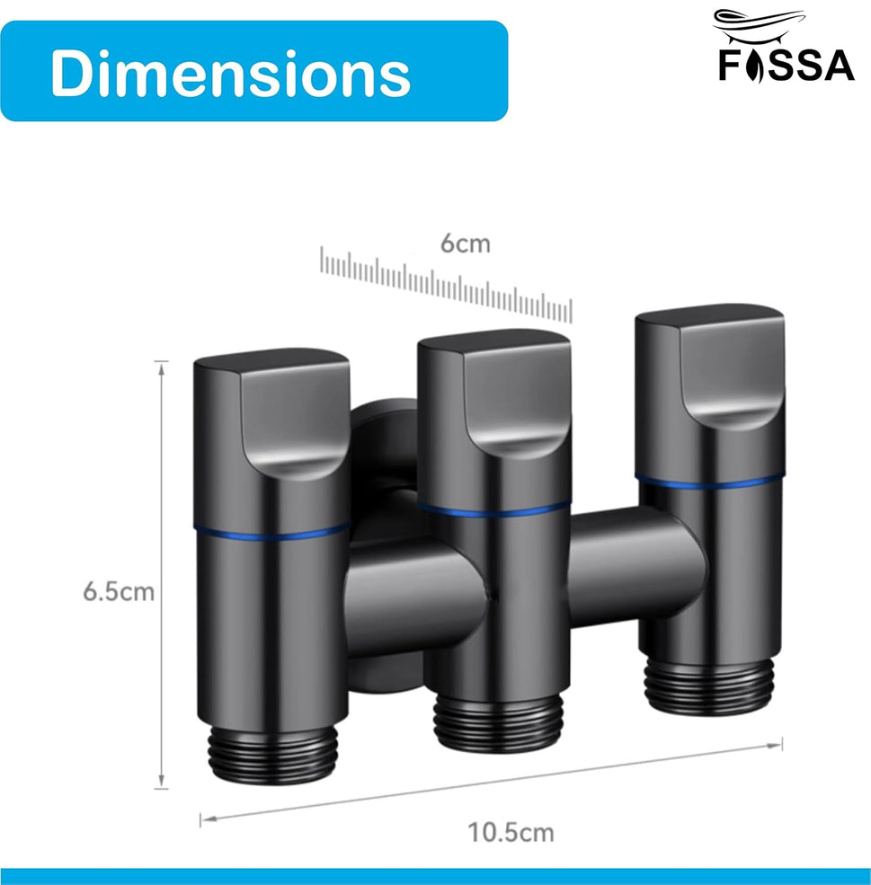 3 - Way Water Injection Angle Valve, Single Inlet and Three Outlet Angle Valve Three Way Multifunction Valve for Bathroom (Black)