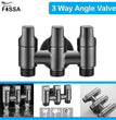 3 - Way Water Injection Angle Valve, Single Inlet and Three Outlet Angle Valve Three Way Multifunction Valve for Bathroom (Black)