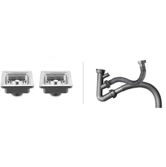 Fossa Premium Sink Double Bowl Handmade Kitchen Sink Pipe Coupling Set  Matt Finish ( Silver )