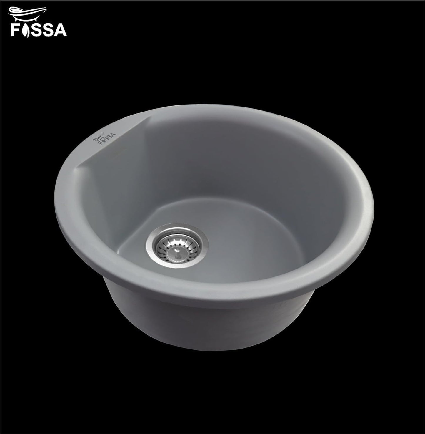 Fossa 18"x18"x08" Inch Round Bar Sink, Single Bowl Kitchen Sinks, Quartz German Engineered Technology Kitchen Sink Easy-to-Clean Sink for Outdoor Indoor Catering Restaurant Hospital (Grey)