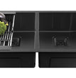 Fossa 37"x18"x10" Inch Double Bowl Honeycomb Embossed Kitchen Sink with Nano Coating (Black )