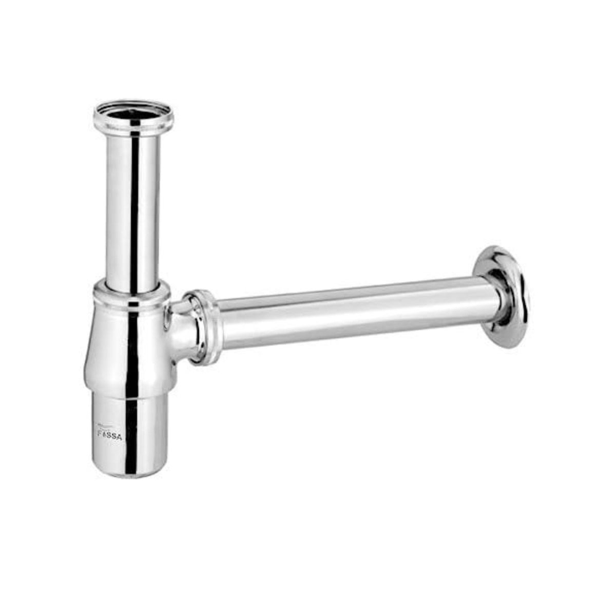 Fossa Brass Bottle Trap for Wash basins | Bottle Trap With Wall Flange and 12 Inches Pipe | Chrome Finish - Fossa Home 