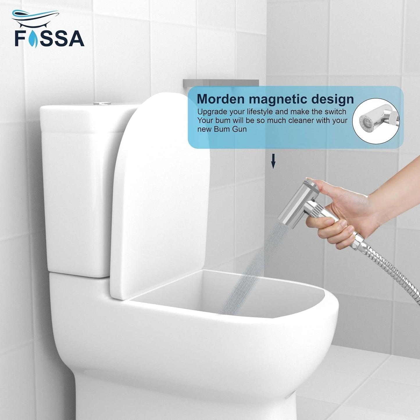 Fossa Dream Health Faucet Bidet Sprayer for Toilet, Handheld Sprayer Cloth Diaper Sprayer Set - ABS (Chrome Finish) | (with Hose Pipe & Hook)