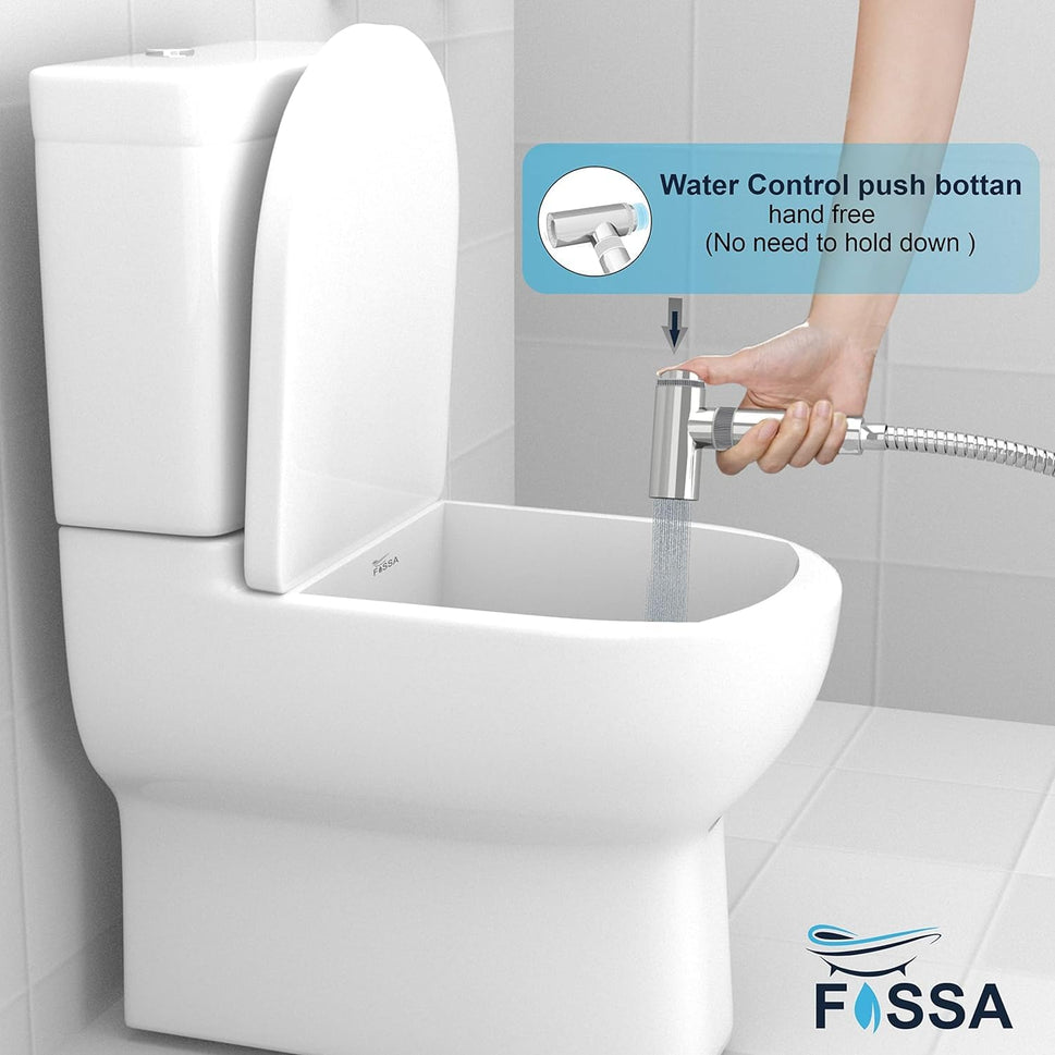 Fossa Health Faucet Bidet Sprayer for Toilet, Handheld Sprayer Cloth Diaper Sprayer Set - ABS with 1 MTR Hose Pipe & Hook (Chrome Finish)