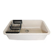 Fossa 31"x19"x09" Inch Granite Quartz Kitchen Sink Single Bowl with Basket, Coupling, Waste Pipe Quartz German Engineered Technology Kitchen Sink Easy-to-Clean Sink (Peach Ivory)