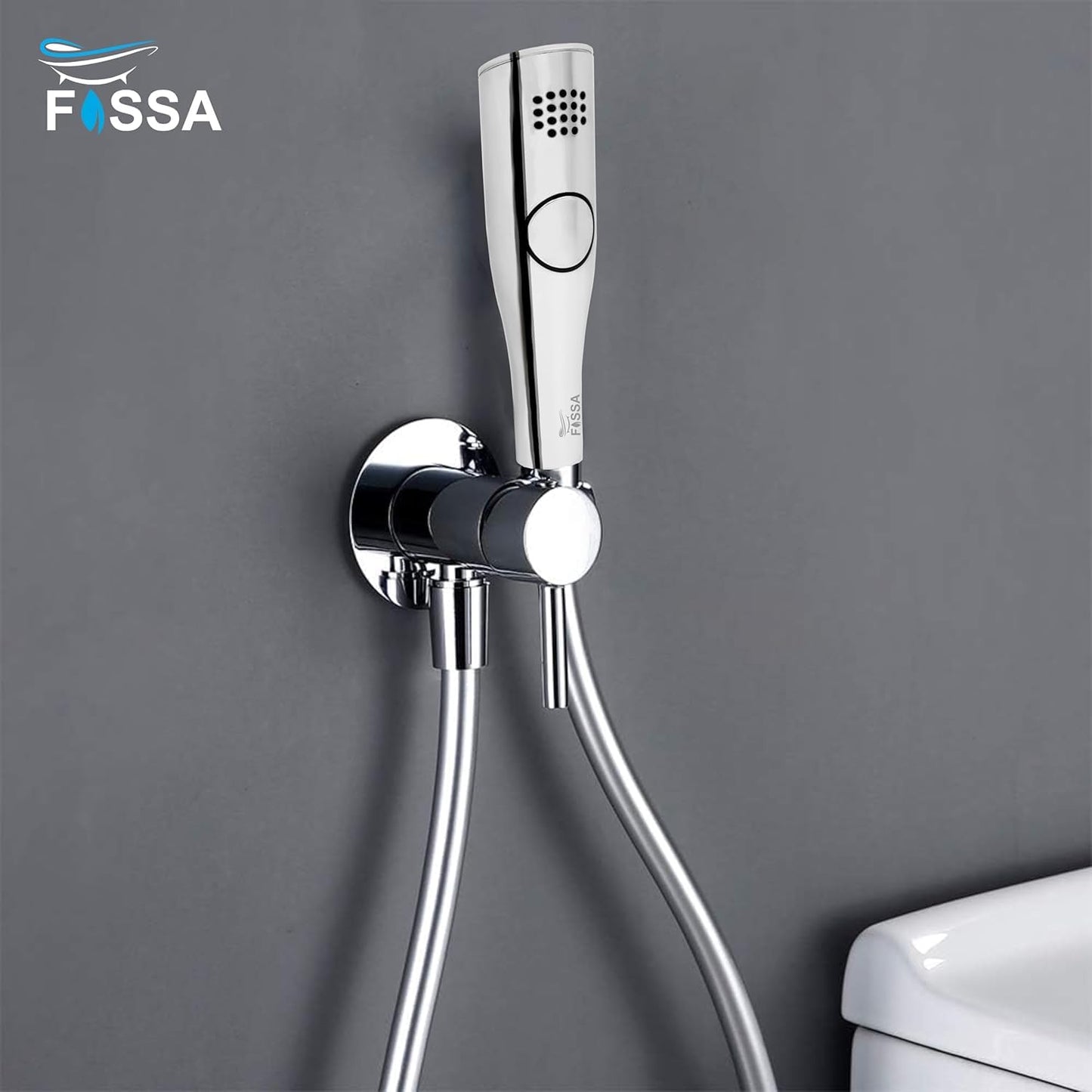 Fossa Italian Health Faucet Bidet Sprayer for Toilet, Handheld Sprayer Cloth Diaper Sprayer Set - ABS (Chrome Finish) | (with Hose Pipe & Hook)