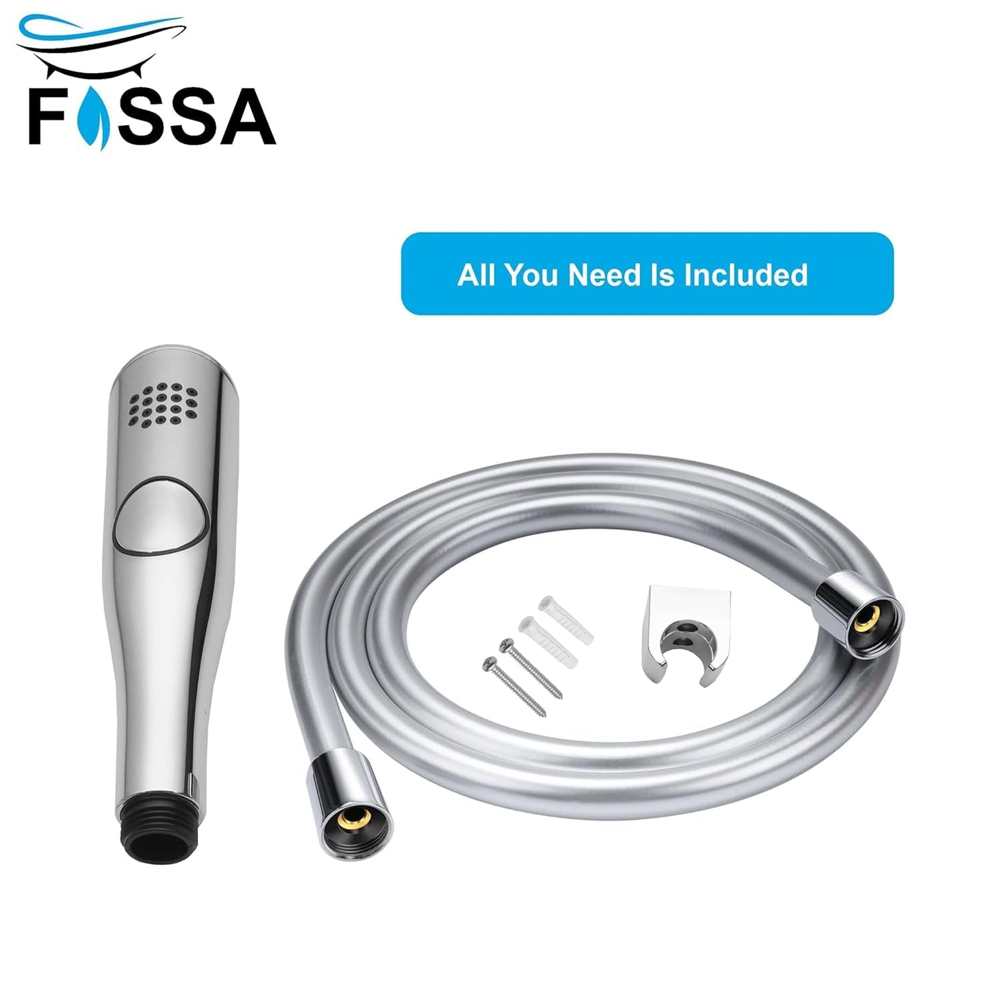 Fossa Italian Health Faucet Bidet Sprayer for Toilet, Handheld Sprayer Cloth Diaper Sprayer Set - ABS (Chrome Finish) | (with Hose Pipe & Hook)