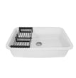 Fossa 31"x19"x09" Inch Granite Quartz Kitchen Sink Single Bowl with Basket, Coupling, Waste Pipe Quartz German Engineered Technology Kitchen Sink Easy-to-Clean Sink (White)