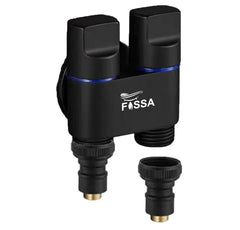 Fossa Shower Diverter Valve,Two Outlets Dual Control Washing Machine Tap Triangular Adapter Valve Spare Parts for Toilet, Bidet, Shower, Sink, (Chrome Finish) Black with Nozzle