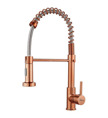 Fossa Kitchen Taps, Kitchen Sink Mixer Tap with Pull Down Sprayer, Kitchen Mixer Taps 1 Hole, 360°Swivel Spring Kitchen Faucet Single Handle Lever, 2 Spray Modes (Chrome Finish) Rose Gold