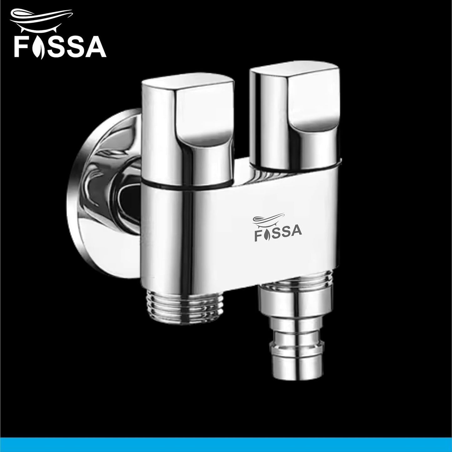 Fossa Shower Diverter Valve,Two Outlets Dual Control Washing Machine Tap Triangular Adapter Valve Spare Parts for Toilet, Bidet, Shower, Sink, (Chrome Finish) with Nozzle