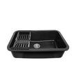 Fossa 31"x19" inch Granite Quartz Kitchen Sink Single Bowl Black with Basket, Coupling, Waste Pipe Quartz German Engineered Technology Kitchen Sink Easy-to-Clean Sink