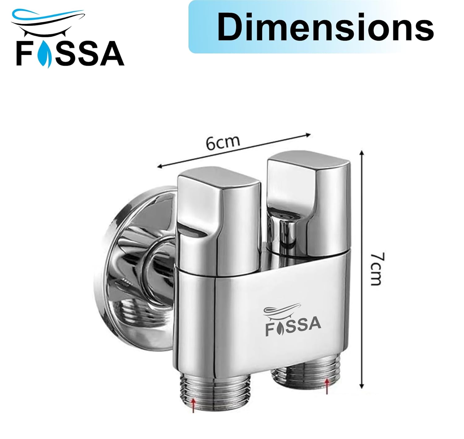 Fossa Shower Diverter Valve,Two Outlets Dual Control Washing Machine Tap Triangular Adapter Valve Spare Parts for Toilet, Bidet, Shower, Sink, (Chrome Finish) with Nozzle