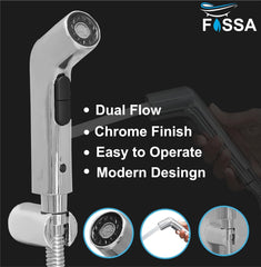 Fossa Hydra Health Faucet Bathroom Hand Spray for Toilet Leak Proof Toilet Sprayer Portable Hand Faucets with 1 Mtr Hose Pipe and Hook (Complete Set)