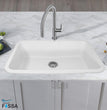 Fossa 31"x19"x09" Inch Granite Quartz Kitchen Sink Single Bowl with Basket, Coupling, Waste Pipe Quartz German Engineered Technology Kitchen Sink Easy-to-Clean Sink (White)