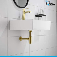 Fossa Steel Bottle Trap for Wash basins | Bottle Trap With Wall Flange and 12 Inches Pipe | Chrome Finish (Stainless Steel) Gold