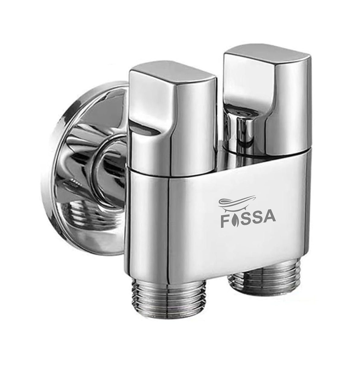 Fossa Shower Diverter Valve,Two Outlets Dual Control Washing Machine Tap Triangular Adapter Valve Spare Parts for Toilet, Bidet, Shower, Sink, (Chrome Finish) Silver