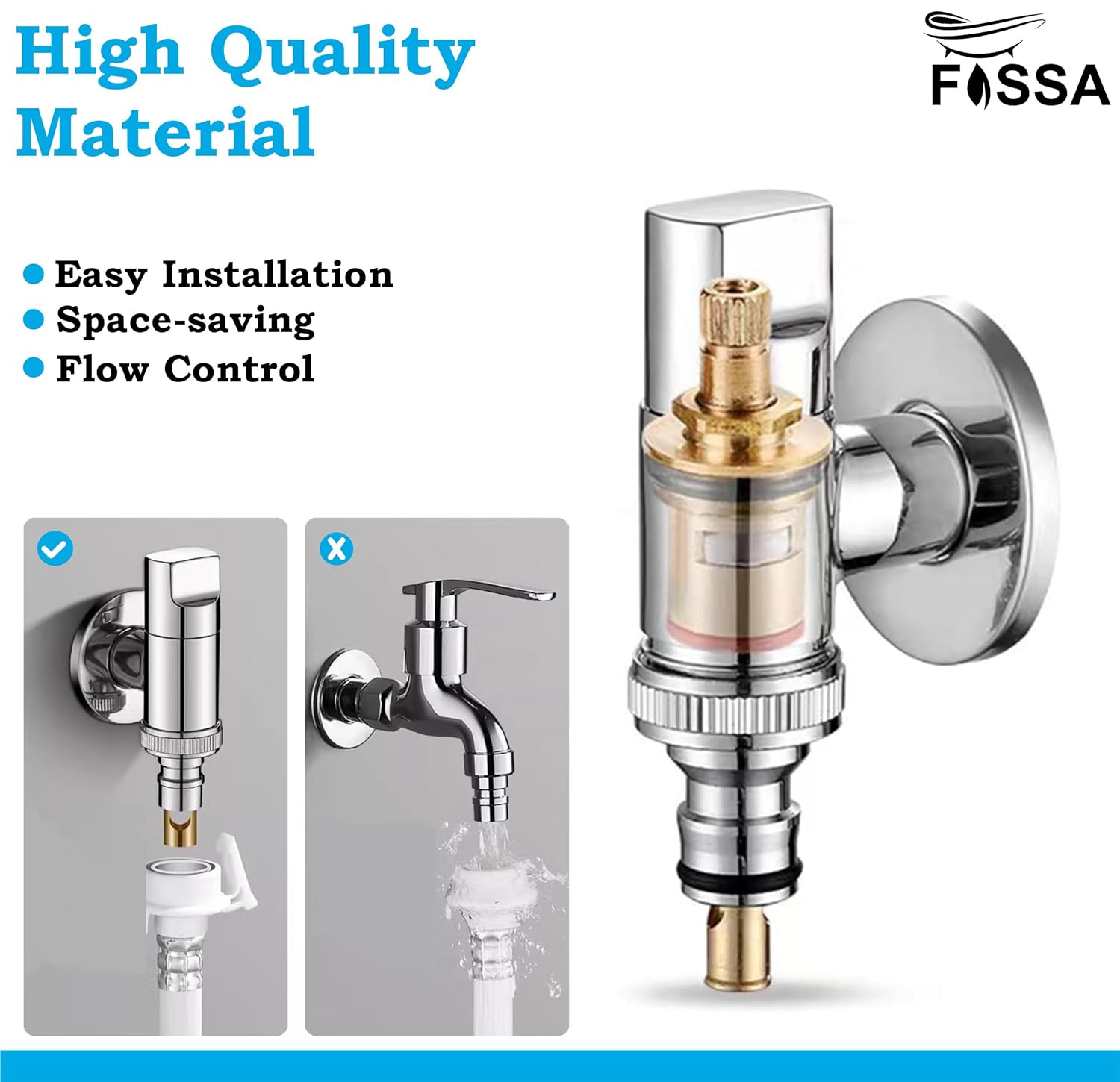 Fossa Laundry Faucet Washing Machine Faucet Water Spigot Outdoor Faucet Handle Hose Faucet Dishwasher Angle Valve (Chrome Finish)