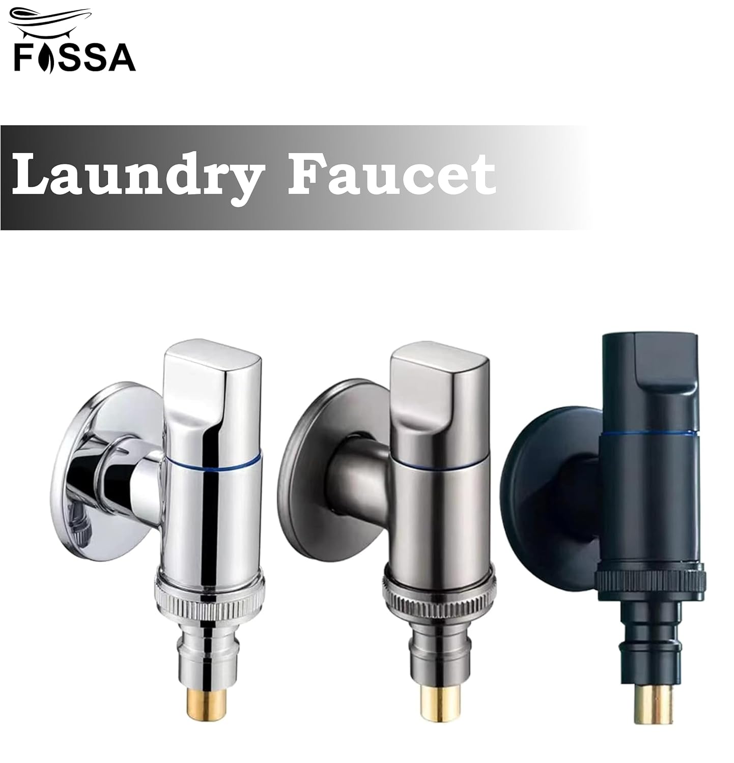 Fossa Laundry Faucet Washing Machine Faucet Water Spigot Outdoor Faucet Handle Hose Faucet Dishwasher Angle Valve (Chrome Finish)