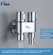 Fossa Brass 2 in 1 Angle Wall Mount Two Out Water Cleaning Sprayer Angle cock with Flange Chrome Finish for Bathroom Wash Basin Toilet (Silver) (Compact | Pack of 2)