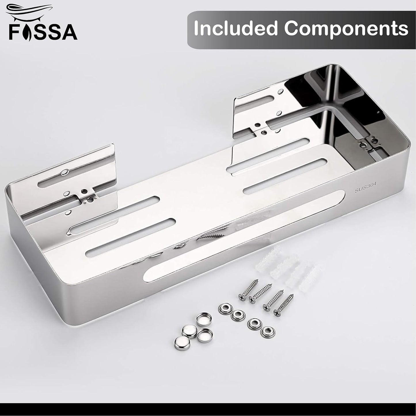 FOSSA Premium Stainless Steel Bathroom Shelf/Kitchen Shelf/Bathroom Shelf and Rack/Wall Storage Shelf/Bathroom Accessories (Silver)