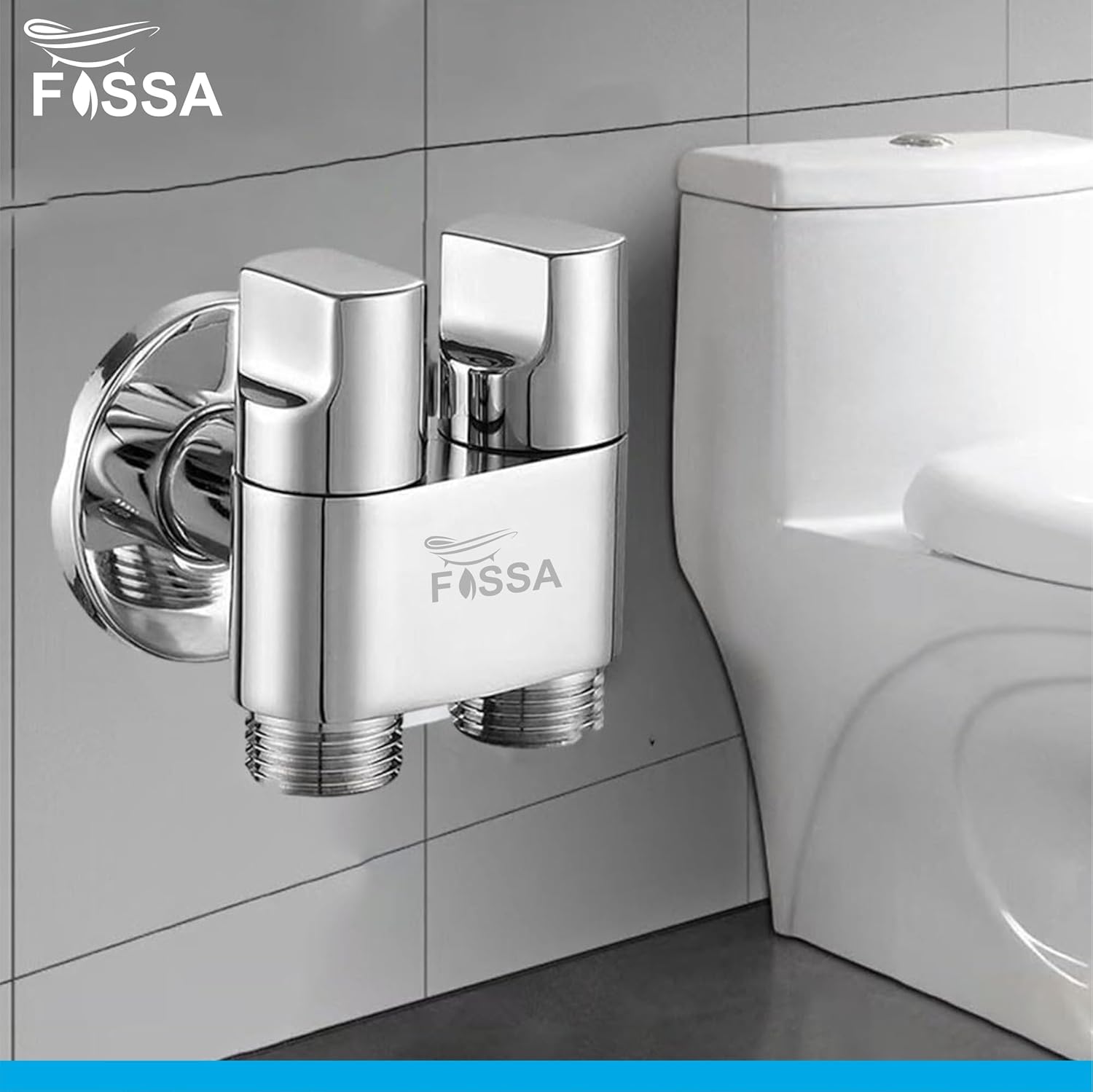 Fossa Shower Diverter Valve,Two Outlets Dual Control Washing Machine Tap Triangular Adapter Valve Spare Parts for Toilet, Bidet, Shower, Sink, (Chrome Finish) Silver