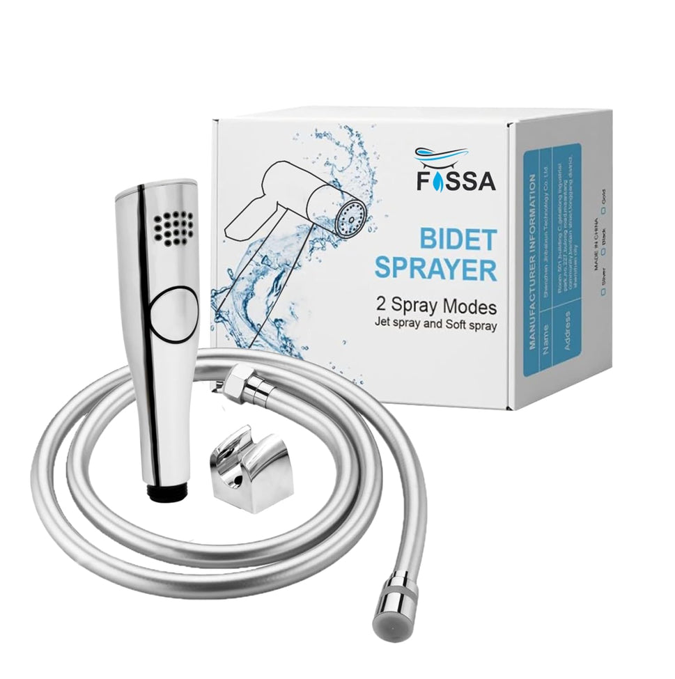 Fossa Italian Health Faucet Bidet Sprayer for Toilet, Handheld Sprayer Cloth Diaper Sprayer Set - ABS (Chrome Finish) | (with Hose Pipe & Hook)