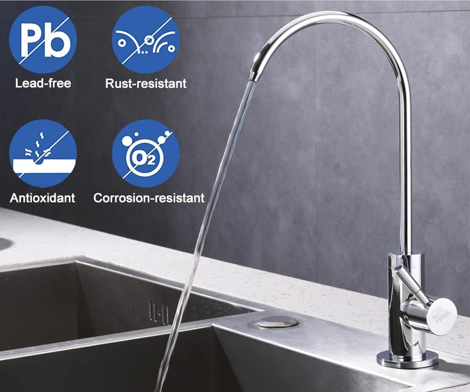 Fossa RO Tap Kitchen Water Filter Faucet, 100% Lead-Free Drinking Water Faucet Stainless Steel 304 Body Chrome Finish (Chrome)