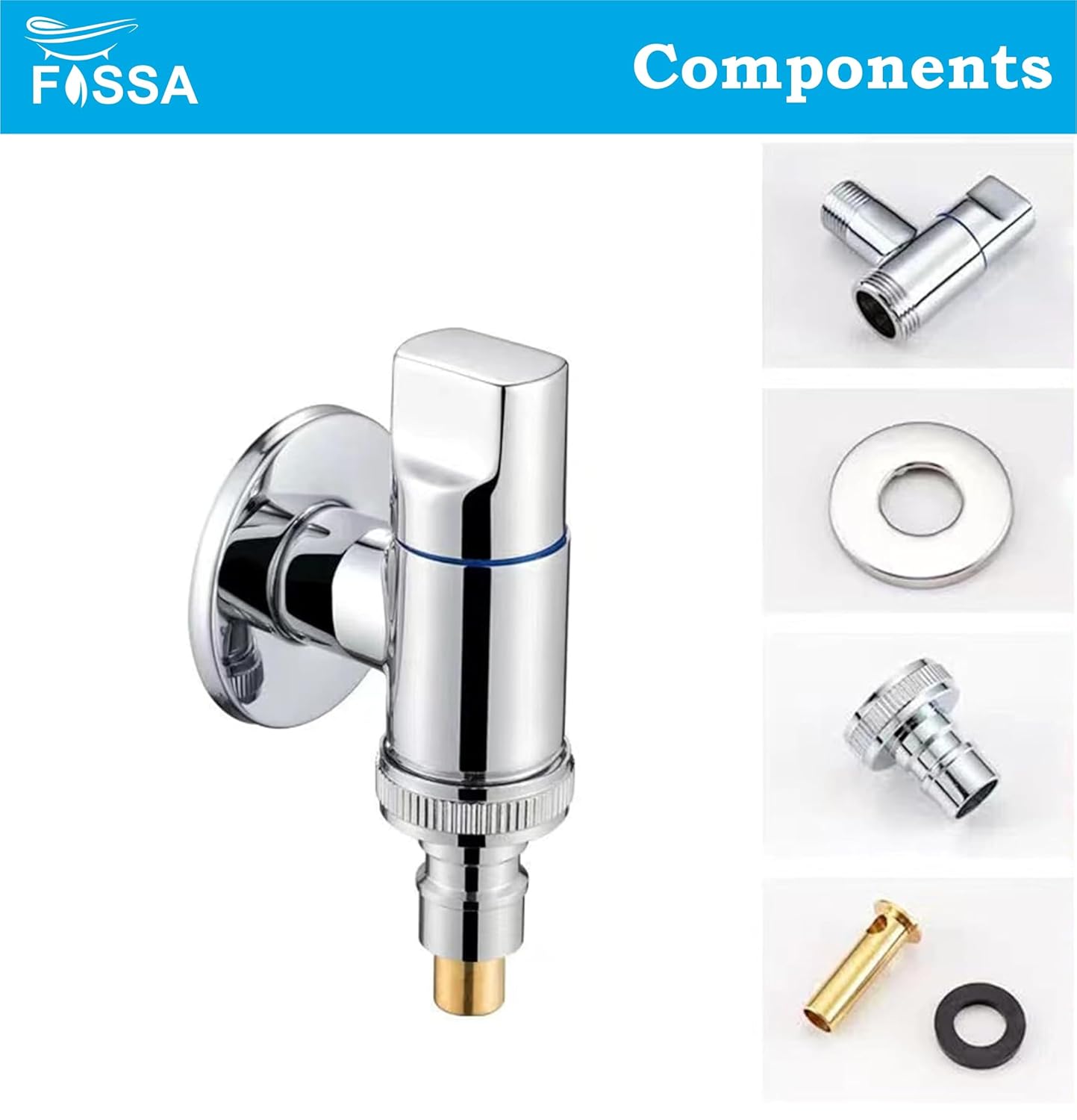 Fossa Laundry Faucet Washing Machine Faucet Water Spigot Outdoor Faucet Handle Hose Faucet Dishwasher Angle Valve (Chrome Finish)