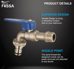 Fossa Nozzle Cock for Bathroom | Washing Machine Tap for Inlet Pipe/Hose | Garden Pipe Tap | Easy Hose Connect Tap | Laundry Dishwasher Hose Connect