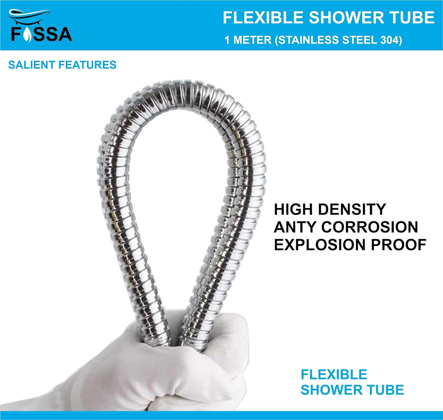 Shower Faucet Hose Pipe 1 mtr - Chrome Finish