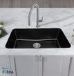 Fossa 31"x19" inch Granite Quartz Kitchen Sink Single Bowl Black with Basket, Coupling, Waste Pipe Quartz German Engineered Technology Kitchen Sink Easy-to-Clean Sink