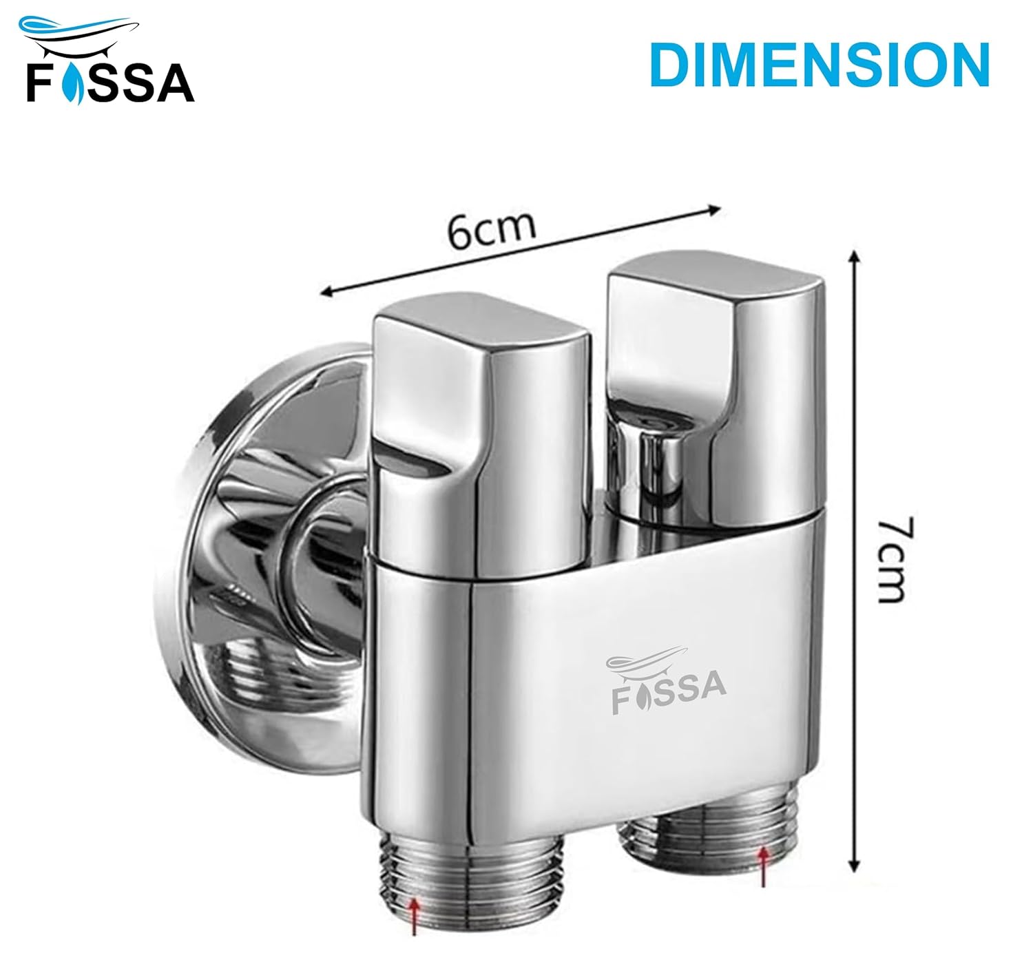 Fossa Shower Diverter Valve,Two Outlets Dual Control Washing Machine Tap Triangular Adapter Valve Spare Parts for Toilet, Bidet, Shower, Sink, (Chrome Finish) Silver