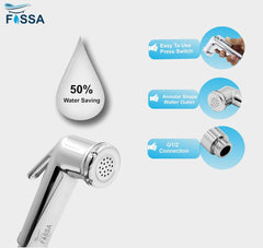 Fossa Health Faucet Bidet Sprayer for Toilet, Handheld Sprayer Cloth Diaper Sprayer Set - ABS (Chrome Finish) | (with Hose Pipe & Hook) | Jet Spray for Toilet