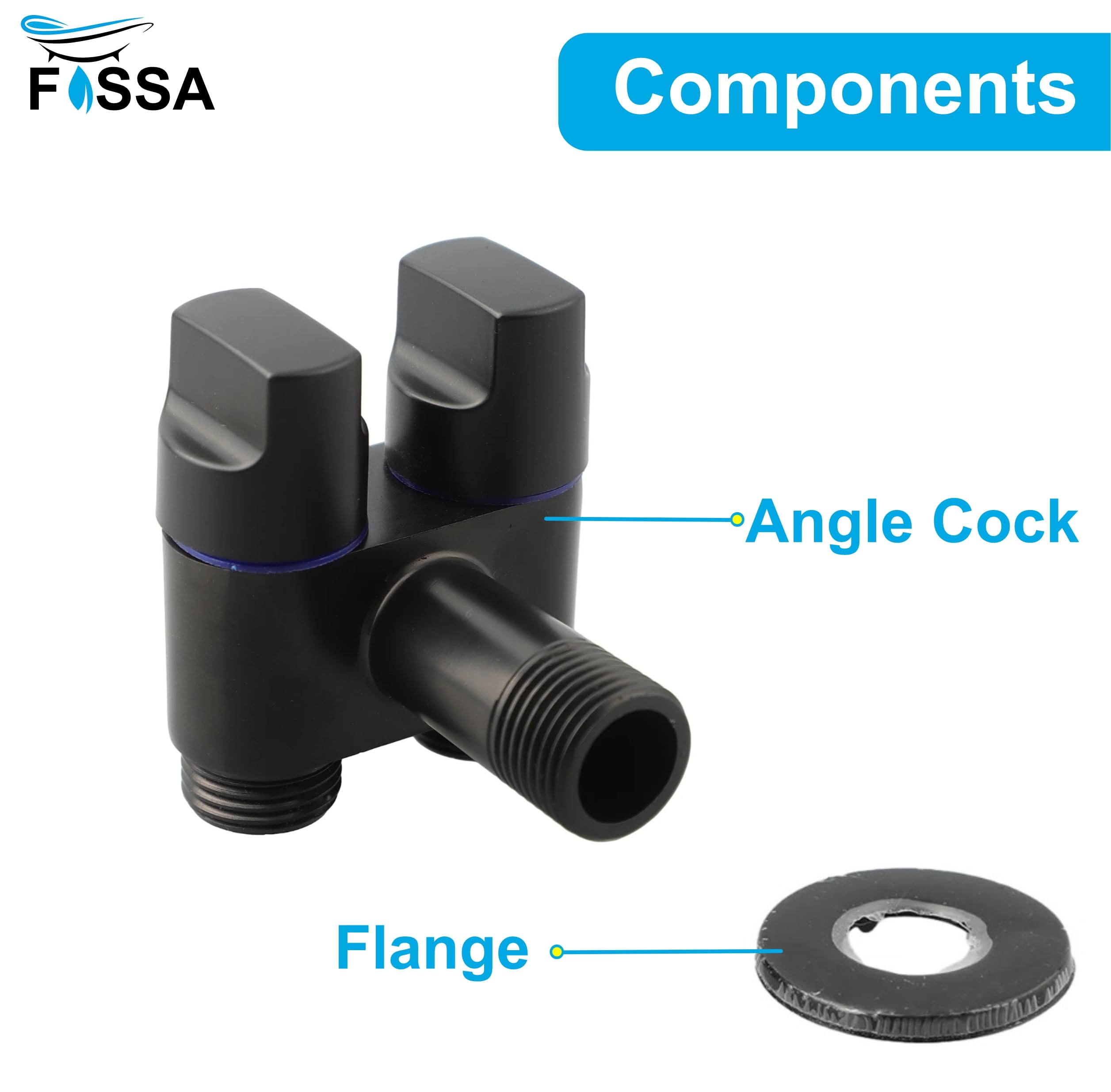 Fossa Shower Diverter Valve,Two Outlets Dual Control Washing Machine Tap Triangular Adapter Valve Spare Parts for Toilet, Bidet, Shower, Sink, (Black)