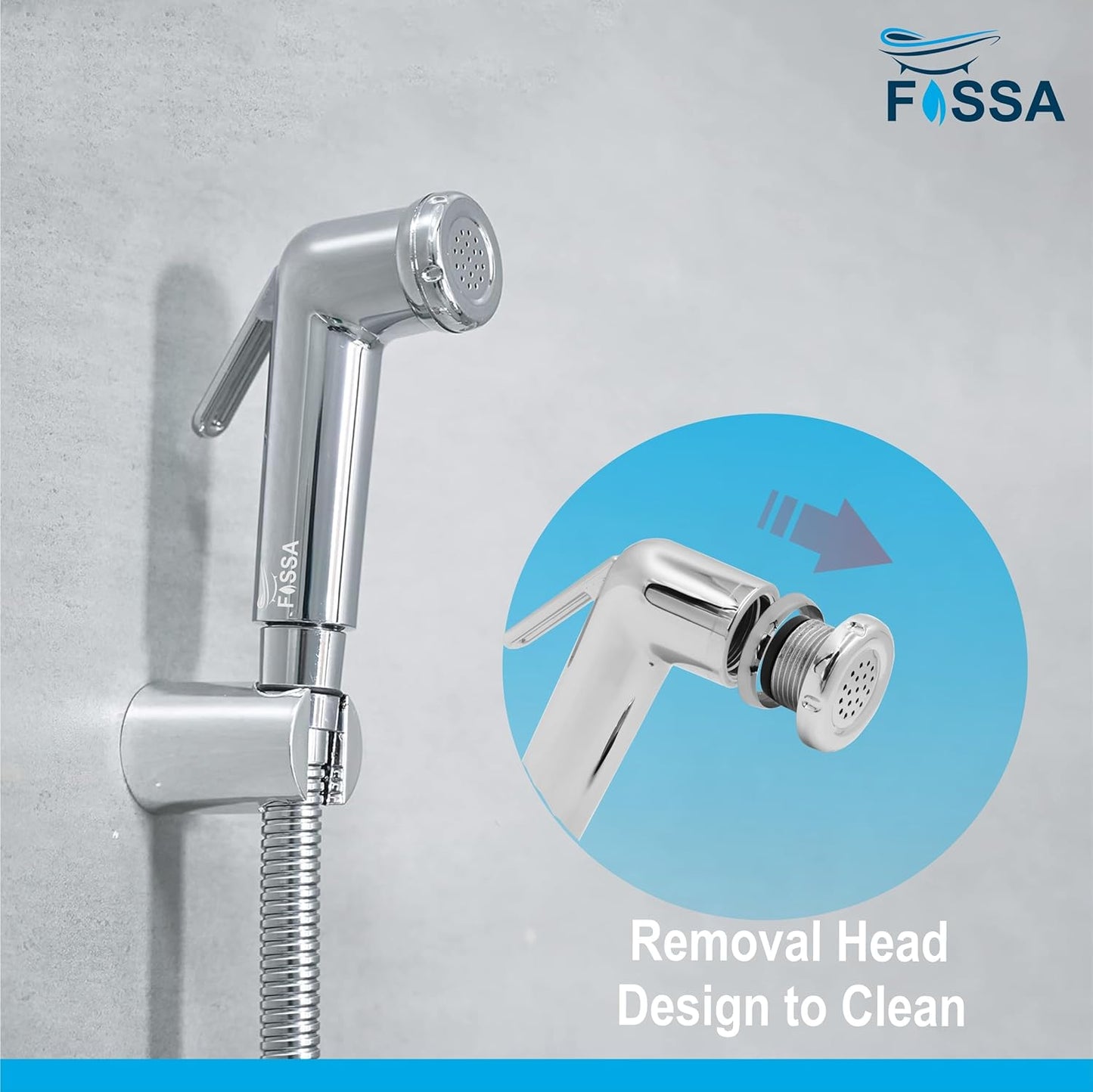 Fossa Health Faucet Bidet Sprayer for Toilet, Handheld Sprayer Cloth Diaper Sprayer Set - ABS (Chrome Finish) | (with Hose Pipe & Hook) | Jet Spray for Toilet