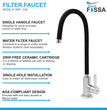 Fossa Stainless Steel RO Tap with Flexible Swivel Spout for Kitchen/Sink/Wash Basin - Matte Finish Black,Water Filter Faucet, 100% Lead-Free Drinking Water Faucet Stainless Steel Body (Black)