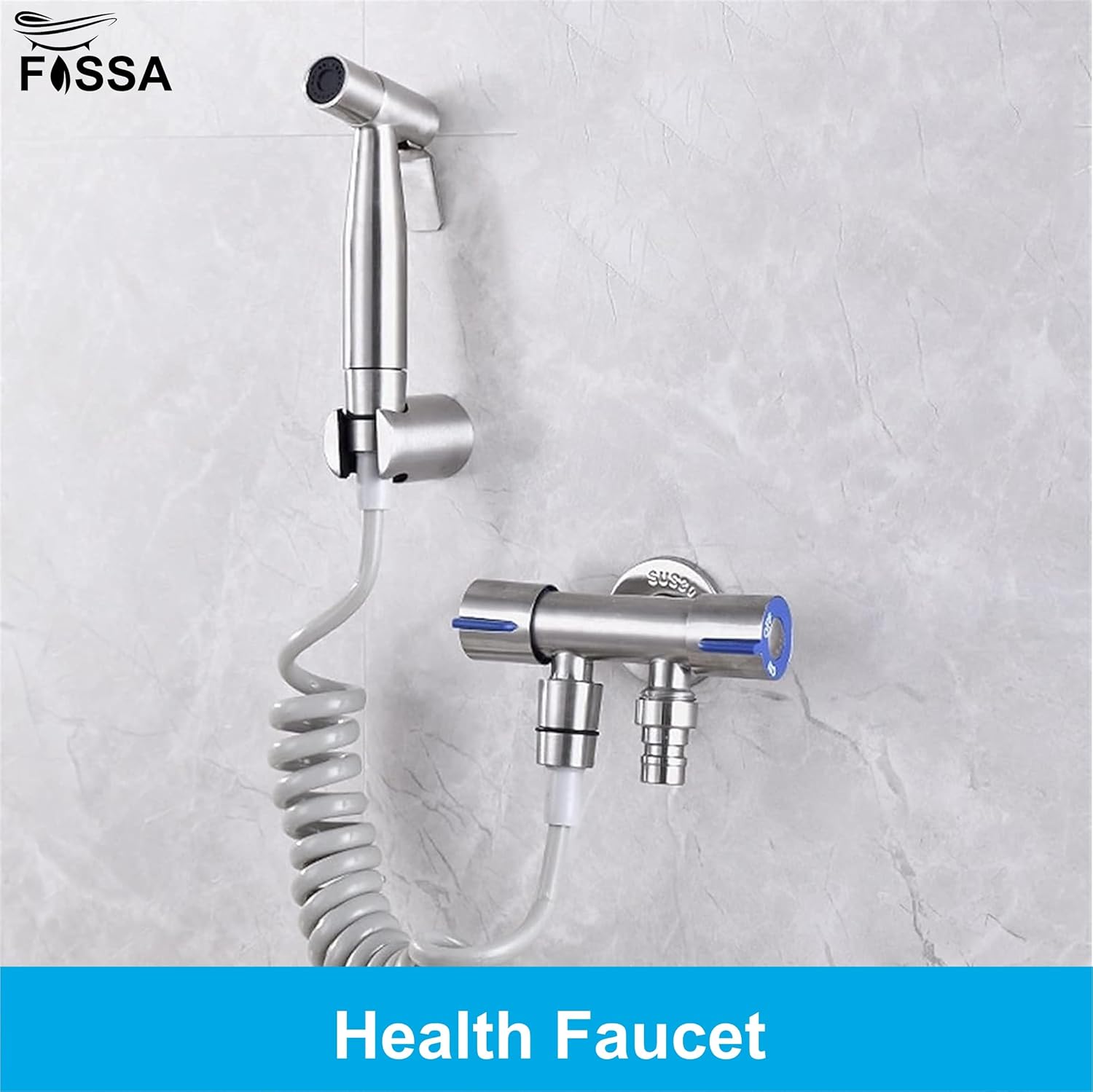 Fossa Hand Held Bidet Sprayer Premium Stainless Steel Sprayer - Health Faucet for Toilet, with 1 Mtr Spring Flexible Shower Hose Pipe,Hook (Black) (Copy)