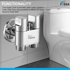 Fossa Shower Diverter Valve,Two Outlets Dual Control Washing Machine Tap Triangular Adapter Valve Spare Parts for Toilet, Bidet, Shower, Sink, (Chrome Finish) with Nozzle