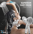 Fossa 5″ High Pressure Hand Shower Head 6-setting - High Flow Even with Low Water Pressure - Hand Held Showerhead Set with 1 Mtr Hose Pipe Stainless Steel (Chrome Finish)