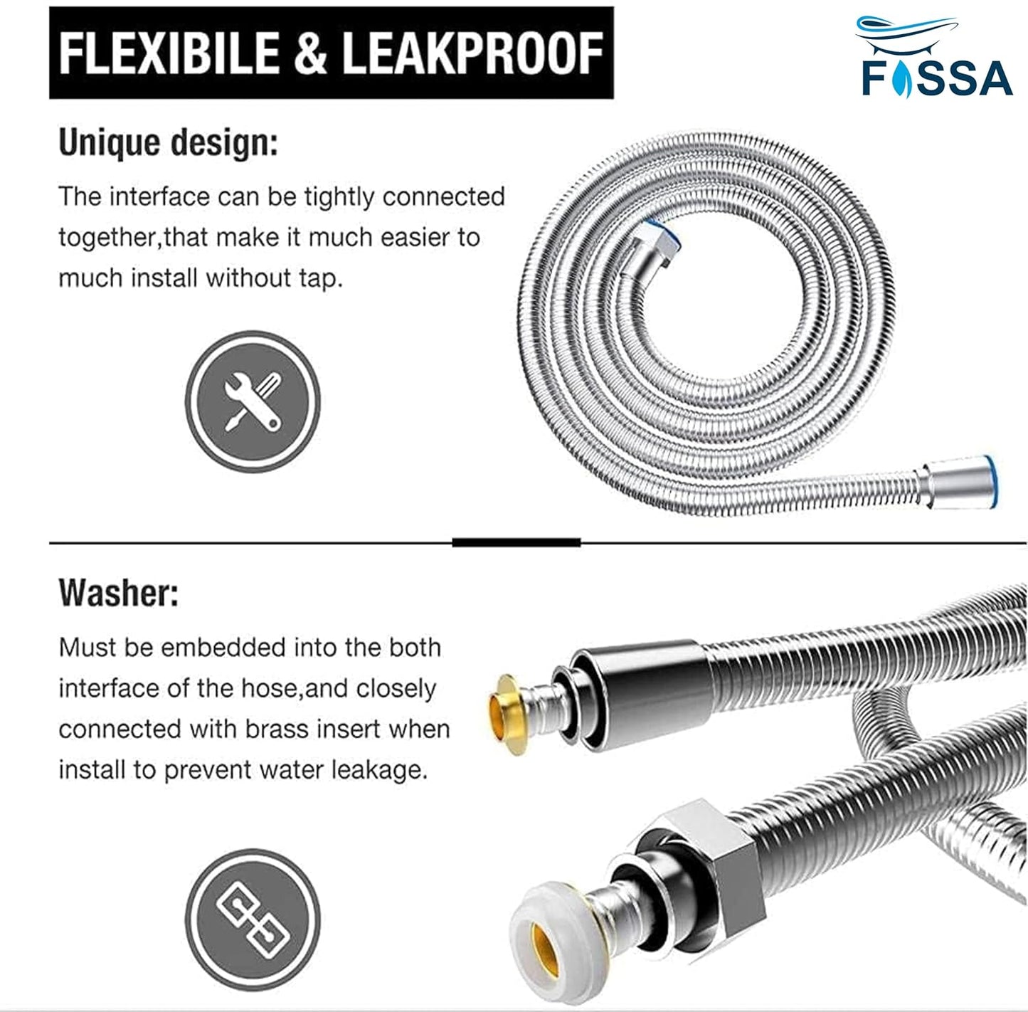 Fossa Health Faucet Bidet Sprayer for Toilet, Handheld Sprayer Cloth Diaper Sprayer Set - ABS (Chrome Finish) | (with Hose Pipe & Hook) | Jet Spray for Toilet