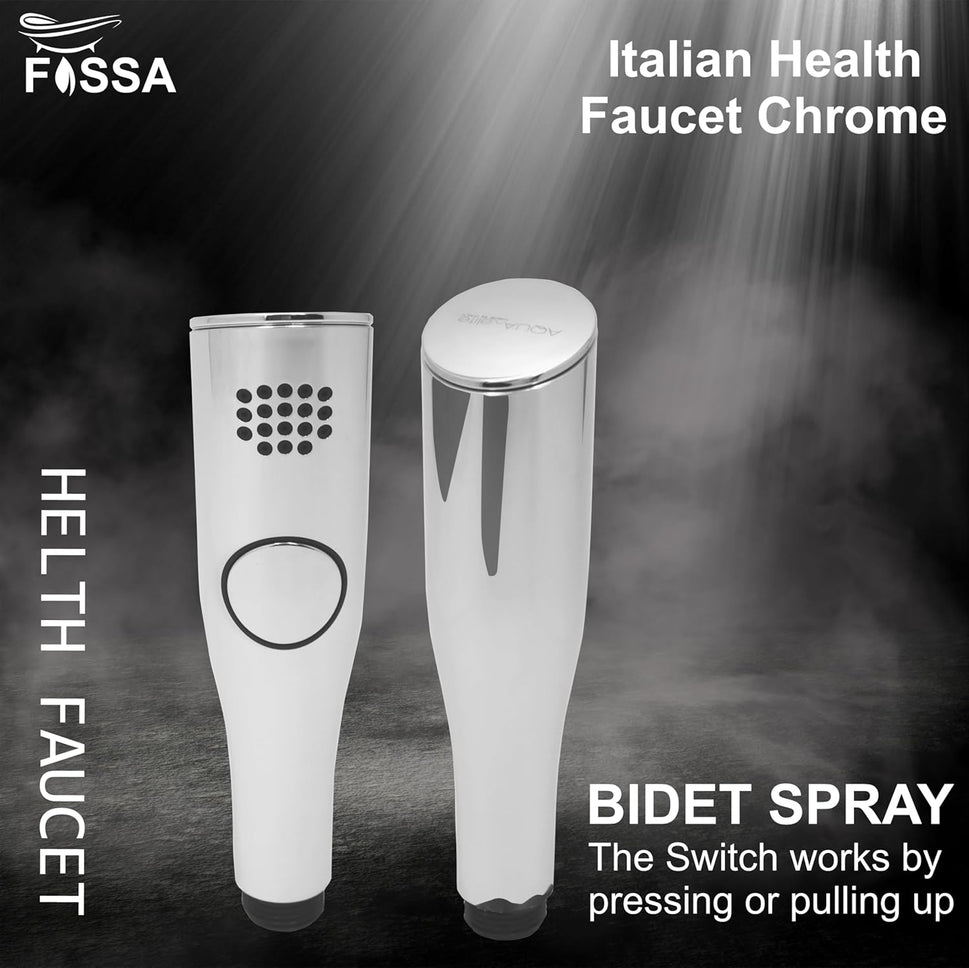 Fossa Italian Health Faucet Bidet Sprayer for Toilet, Handheld Sprayer Cloth Diaper Sprayer Set - ABS (Chrome Finish) | (with Hose Pipe & Hook)