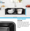 Fossa 31"x19" inch Granite Quartz Kitchen Sink Single Bowl Black with Basket, Coupling, Waste Pipe Quartz German Engineered Technology Kitchen Sink Easy-to-Clean Sink