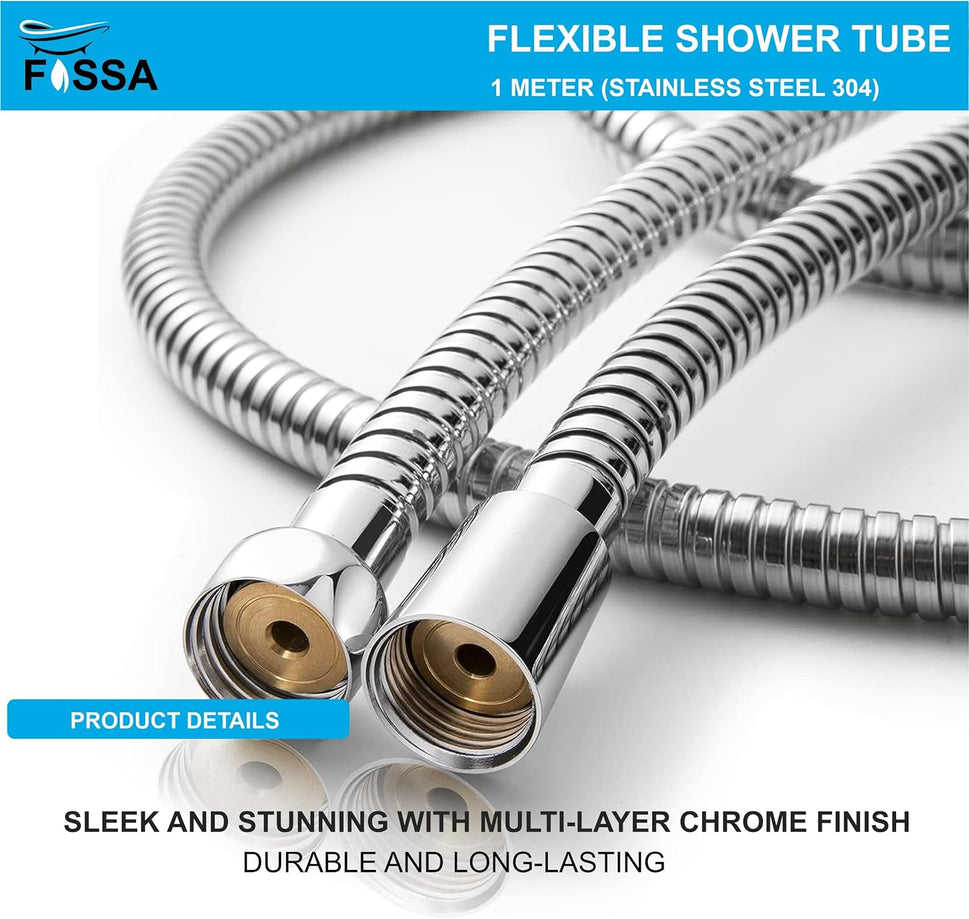 Shower Faucet Hose Pipe 1 mtr - Chrome Finish