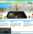 Fossa 31"x19" inch Granite Quartz Kitchen Sink Single Bowl Black with Basket, Coupling, Waste Pipe Quartz German Engineered Technology Kitchen Sink Easy-to-Clean Sink