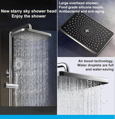 Fossa Spark Shower Thermostatic Shower System, Water Saving Shower Mixer Set, LED Screen, 4 Functions includes Handheld Shower (3 Jet Types), ABS Top Shower, Bidet Spray, Tub Spout (Black)