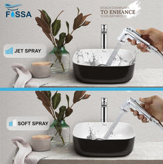 Fossa Health Faucet Bidet Sprayer for Toilet, Handheld Sprayer Cloth Diaper Sprayer Set - ABS (Chrome Finish) | (with Hose Pipe & Hook) | Jet Spray for Toilet