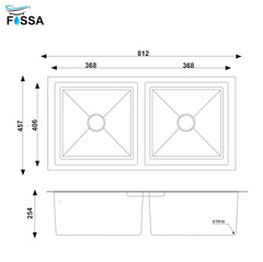 Fossa Premium Stainless Steel Handmade Double Bowl 32"x18"x10 Kitchen Sink Matte Finish Included Strainer-Basket,Sink Coupling,Waste Pipe